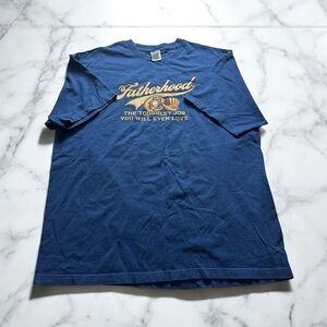 Vtg Fatherhood Graphic Tshirt Mens 2XL Blue Short Sleeve